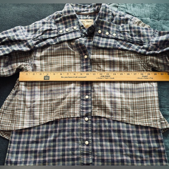 We The Free Layer It Up Plaid Top NWOT Size XS Blue Combo - Picture 7 of 7